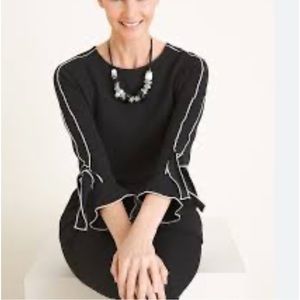 ALFANI  Black and White Piping Bell Sleeve Blouse NWOT